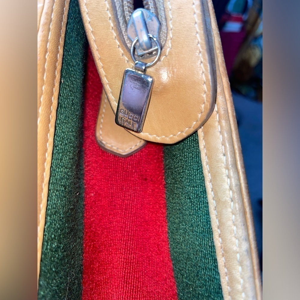 GUCCI Micro GG Supreme Web Sherry Line Hand Bag PVC Leather Beige​​​​​​​​​​​​ - Picture 9 of 16